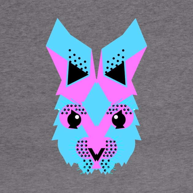 Rabbit face, Neon blue and pink. by AnimalMagic